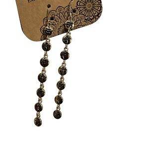 Gold Chakra Symbol Drop Earrings Boho Spiritual Yoga Jewelry NWT